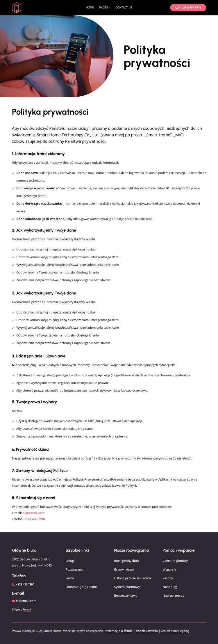 Inteligentne życie, bezpieczne dane Projekt strony internetowej