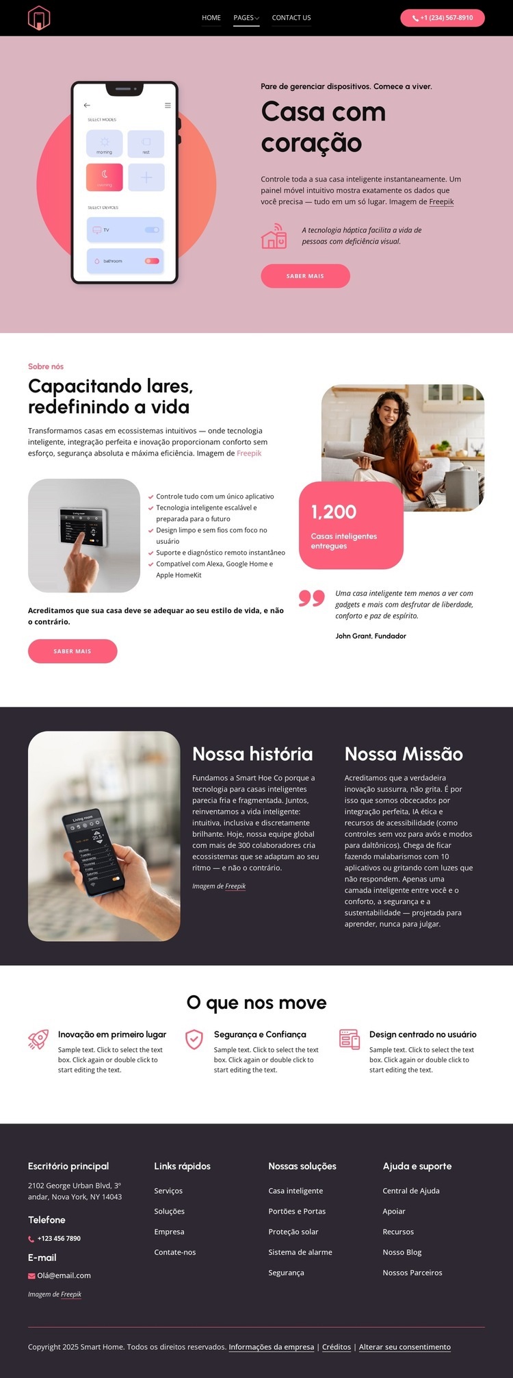 A vida perfeita começa aqui Design do site