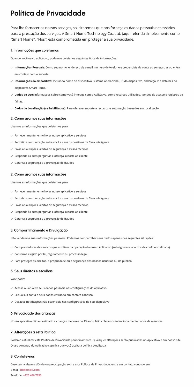 A confiança começa com a transparência Design do site