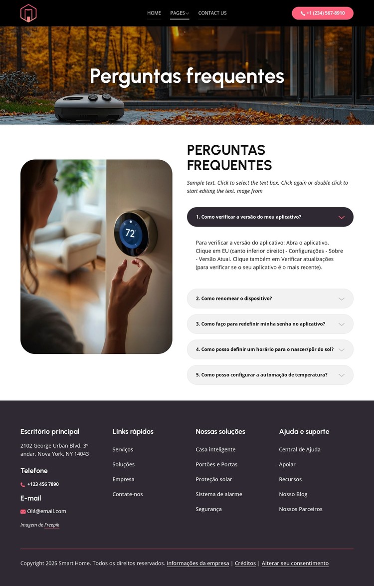 Perguntas frequentes sobre o aplicativo de casa inteligente Template CSS