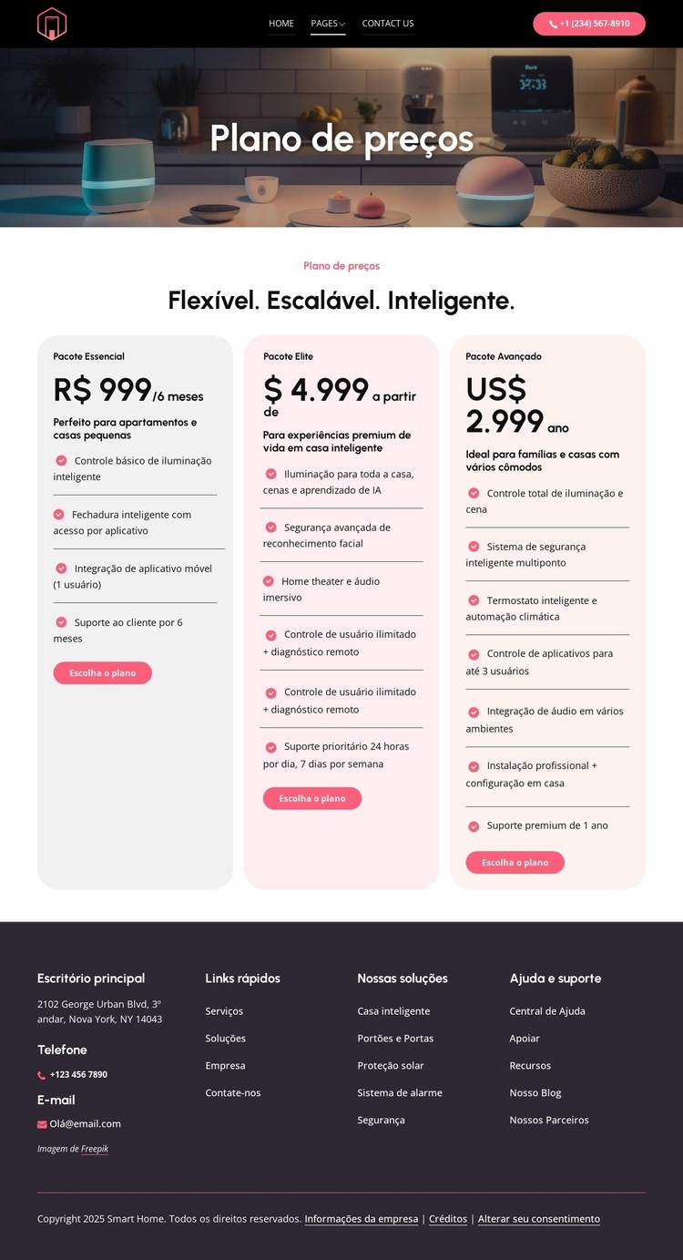 Planos de preços flexíveis Modelo HTML5