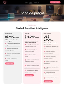 Planos de preços flexíveis Modelos de site