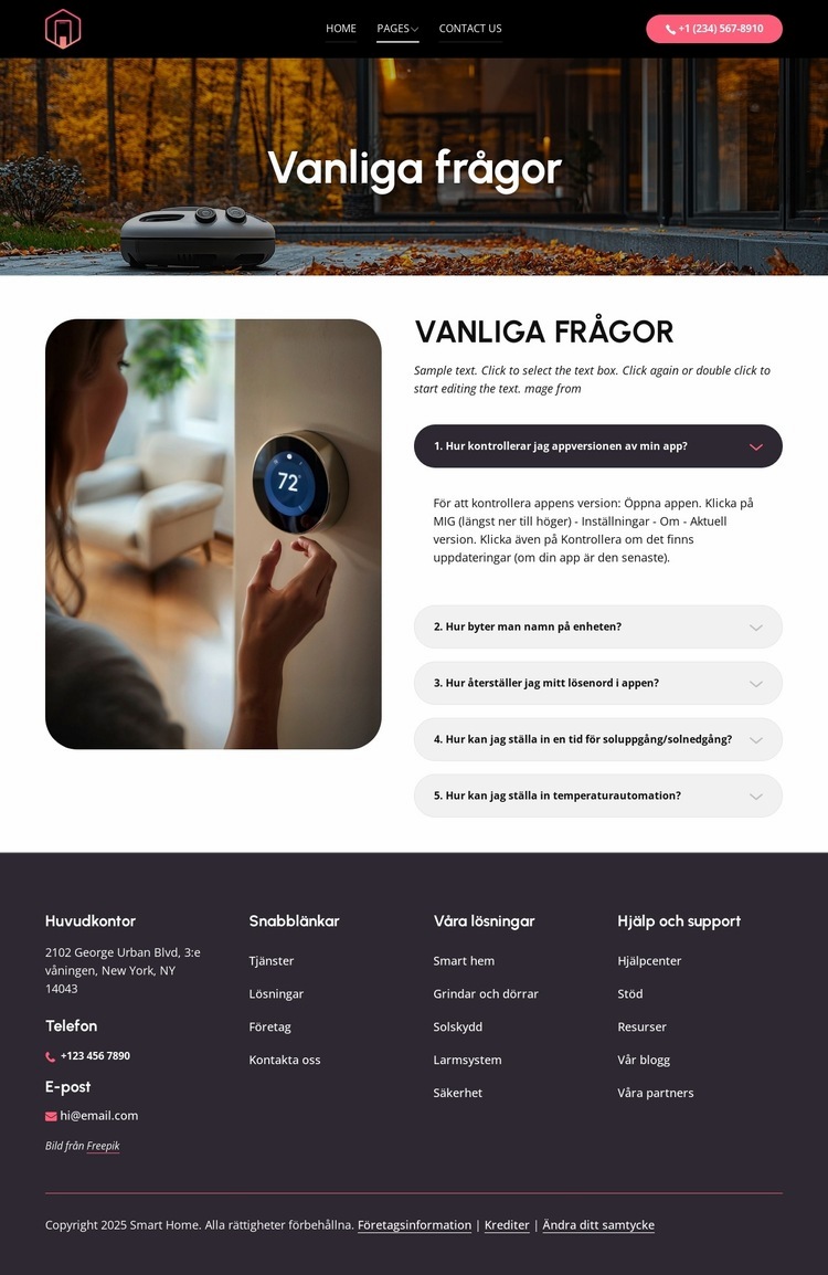 Vanliga frågor om smarta hem-appar HTML-mall