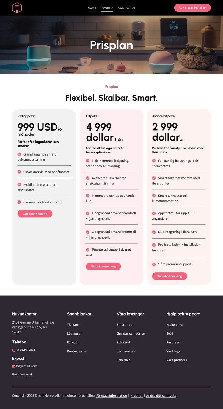 Flexibla prisplaner HTML-mall