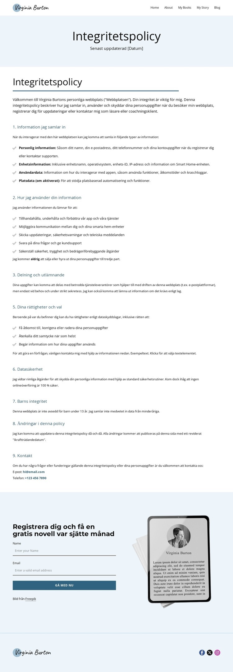 Hur jag skyddar dina uppgifter HTML-mall