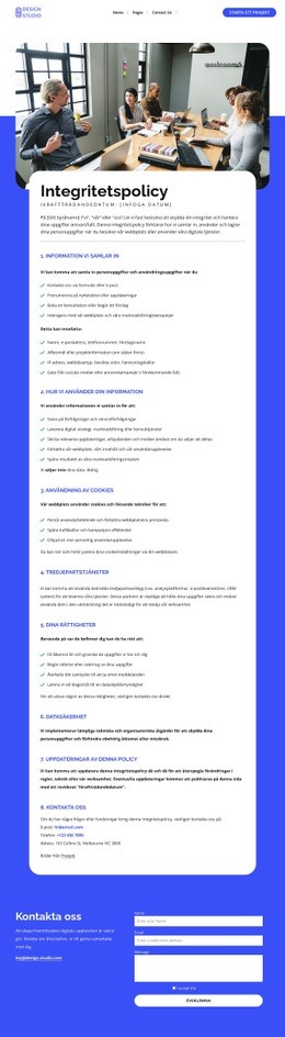 Dataskydds- och integritetspolicy Mallar