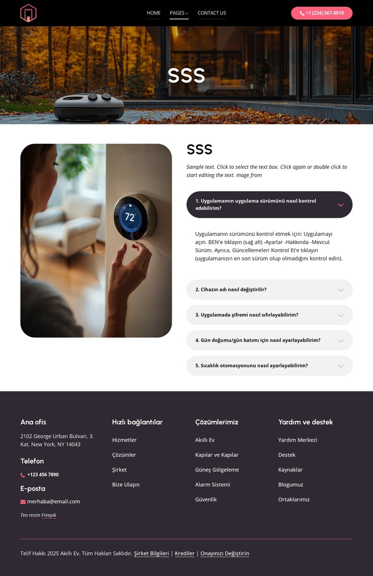 Akıllı ev uygulaması SSS CSS Şablonu