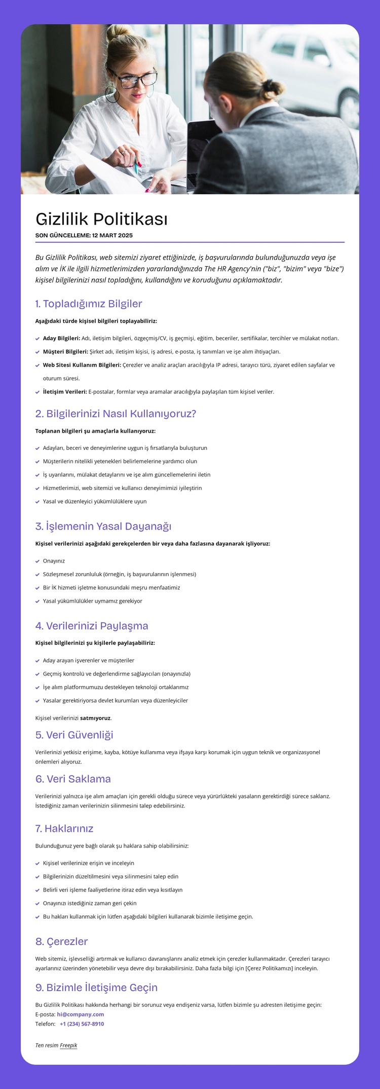 Bilgilerinizi nasıl kullanıyoruz? WordPress Teması