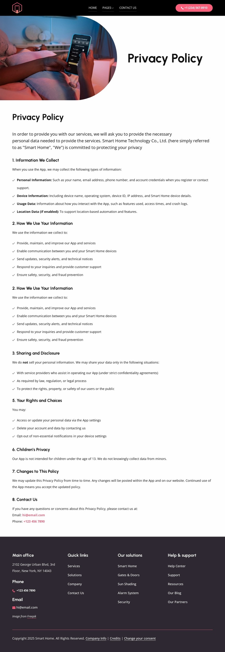 Smart living, safe data Website Design