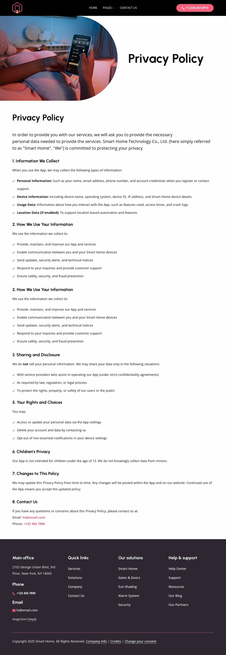 Smart living, safe data Landing Page