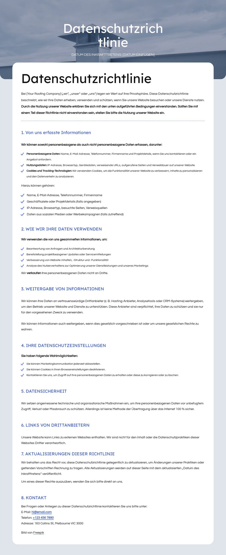 Wir respektieren Ihre Privatsphäre CSS-Vorlage