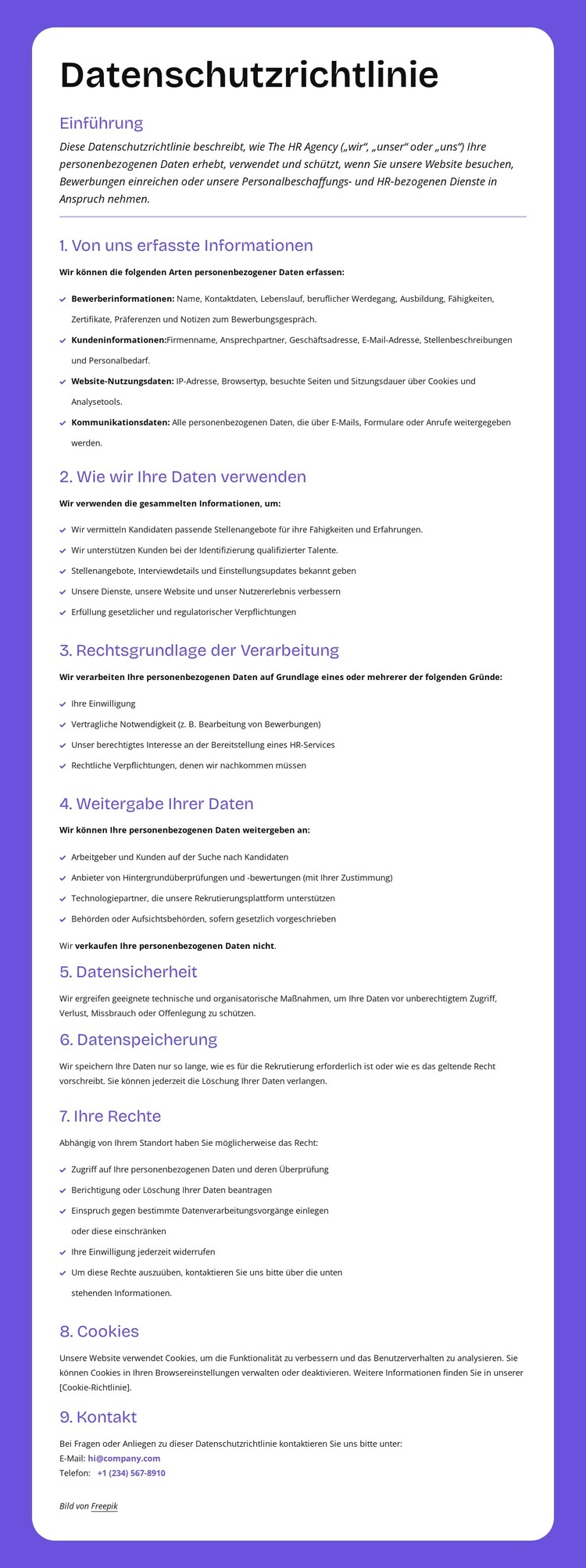 Datenschutz auf Unternehmensebene HTML-Vorlage