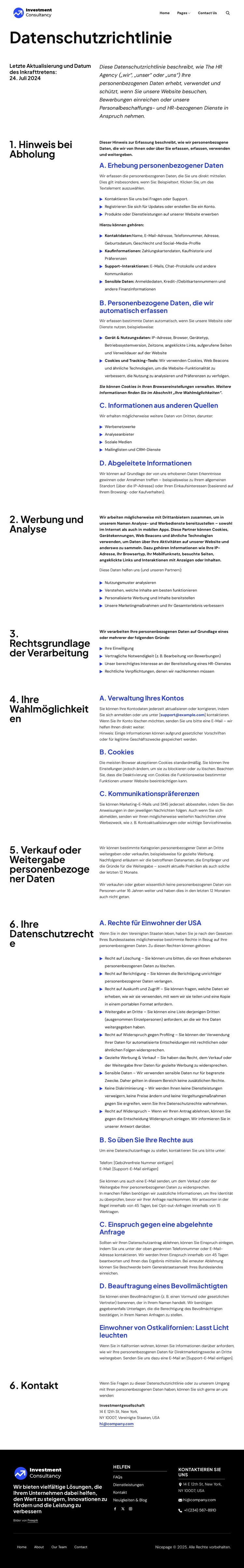 Ihr Vertrauen, unsere Verantwortung HTML-Vorlage