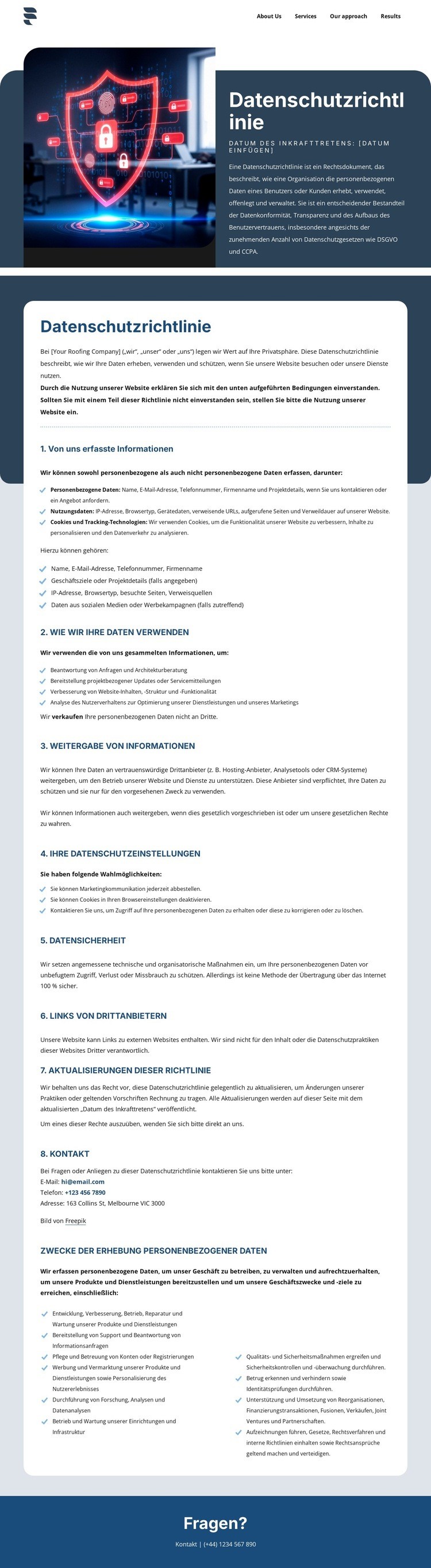 Datenschutz ist unseren Kunden wichtig Vorlage