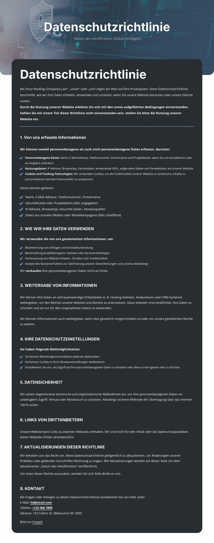 Vertraulichkeit, auf die Sie sich verlassen können Website design