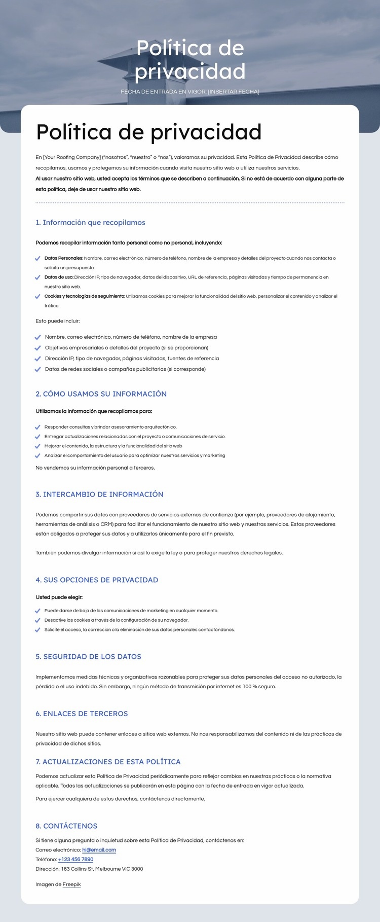 Respetamos tu privacidad Página de destino