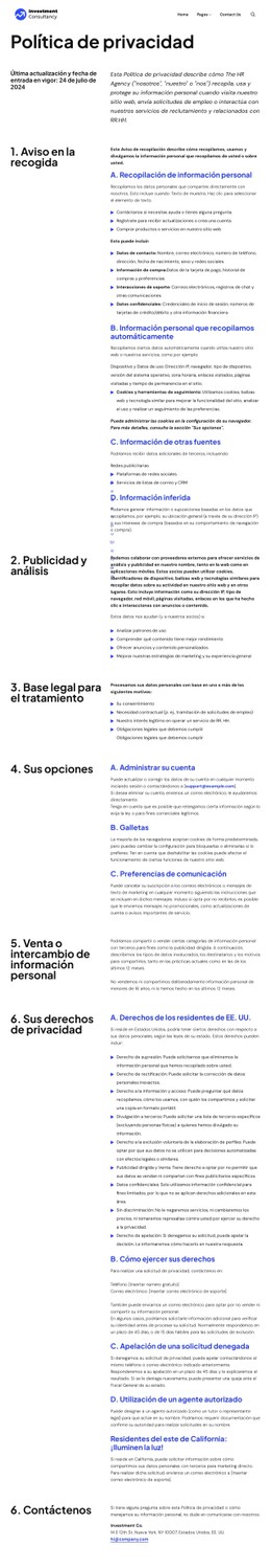Política de privacidad Plantillas CSS