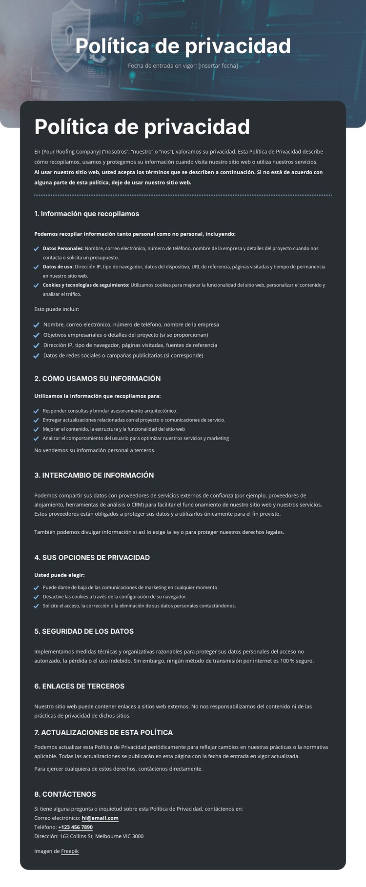 Confidencialidad en la que puede confiar Plantilla CSS