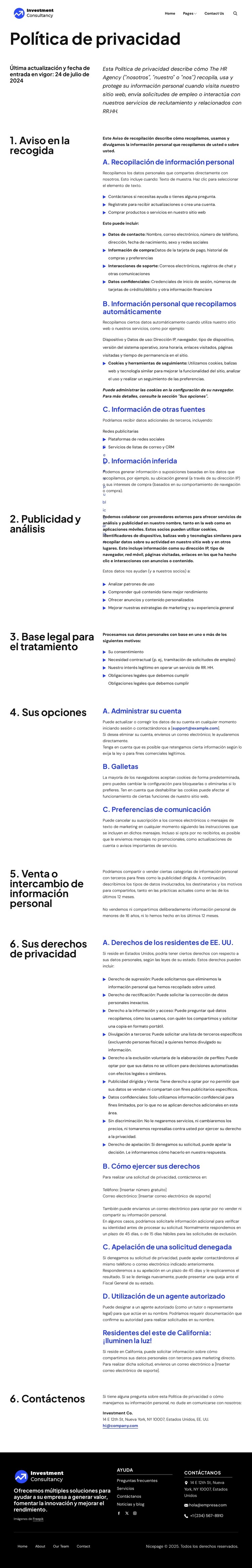 Política de privacidad Plantilla CSS