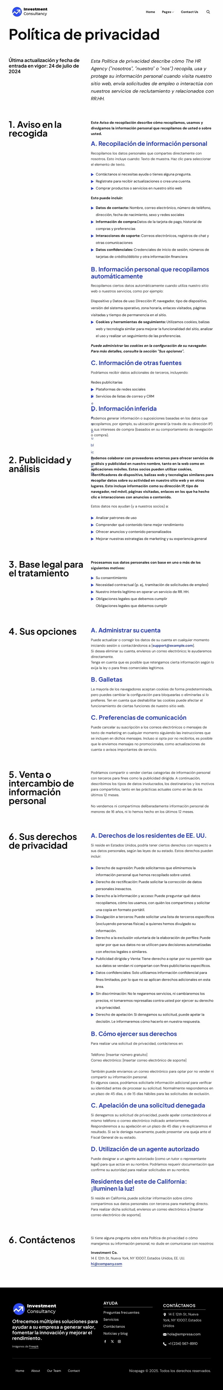 Política de privacidad Plantilla