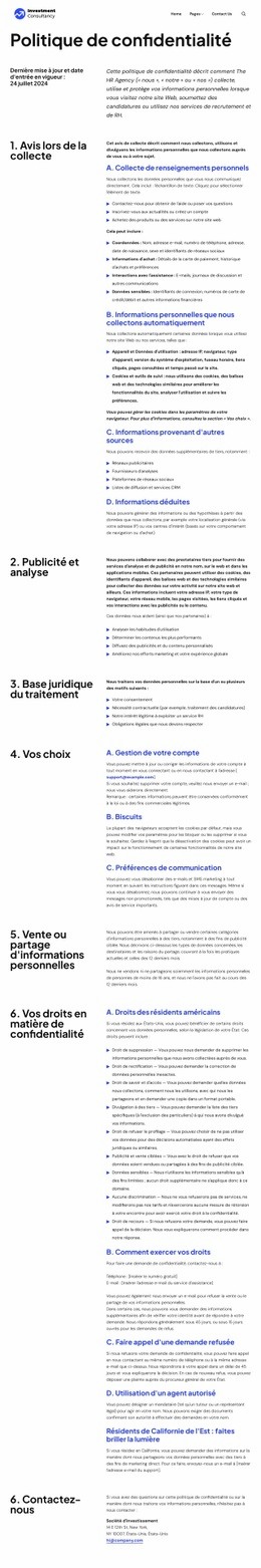 Politique de confidentialité Maquettes de sites Web