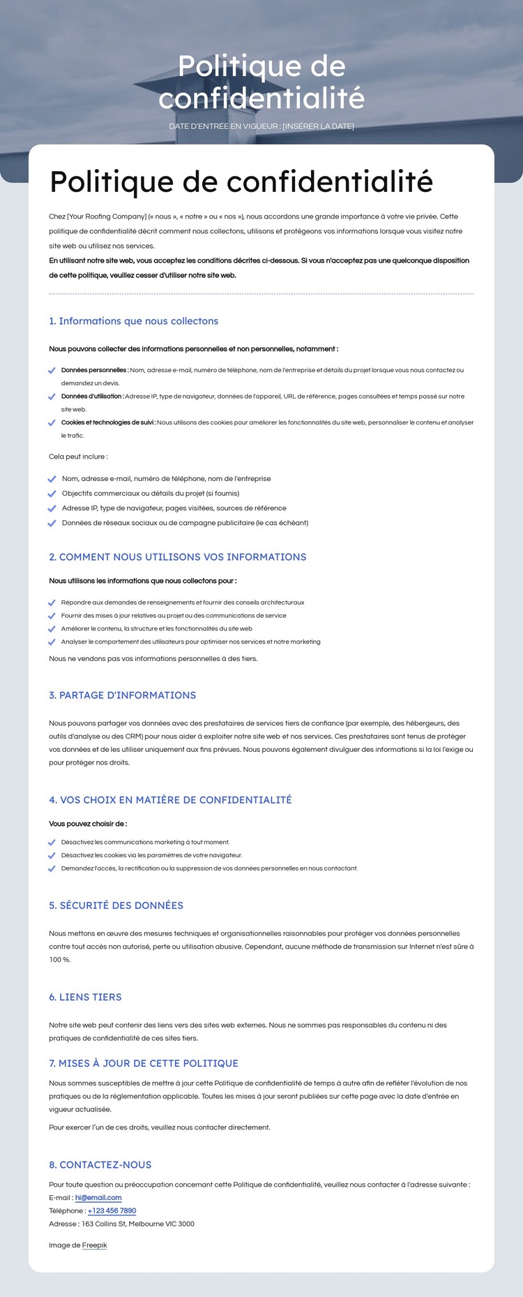 Nous respectons votre vie privée Modèle HTML