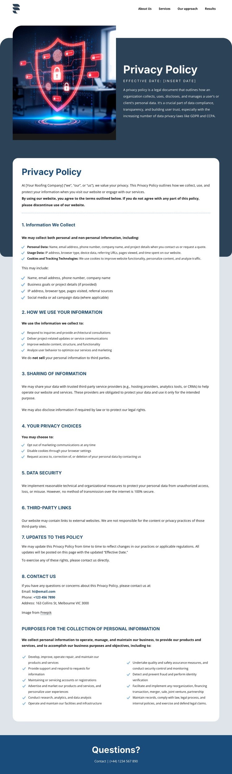 Privacy matters to our clients Html Code Example