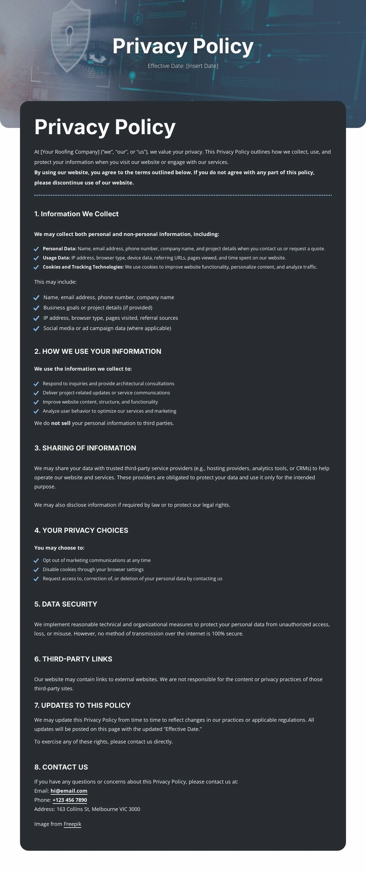 Confidentiality you can rely on Html Code Example
