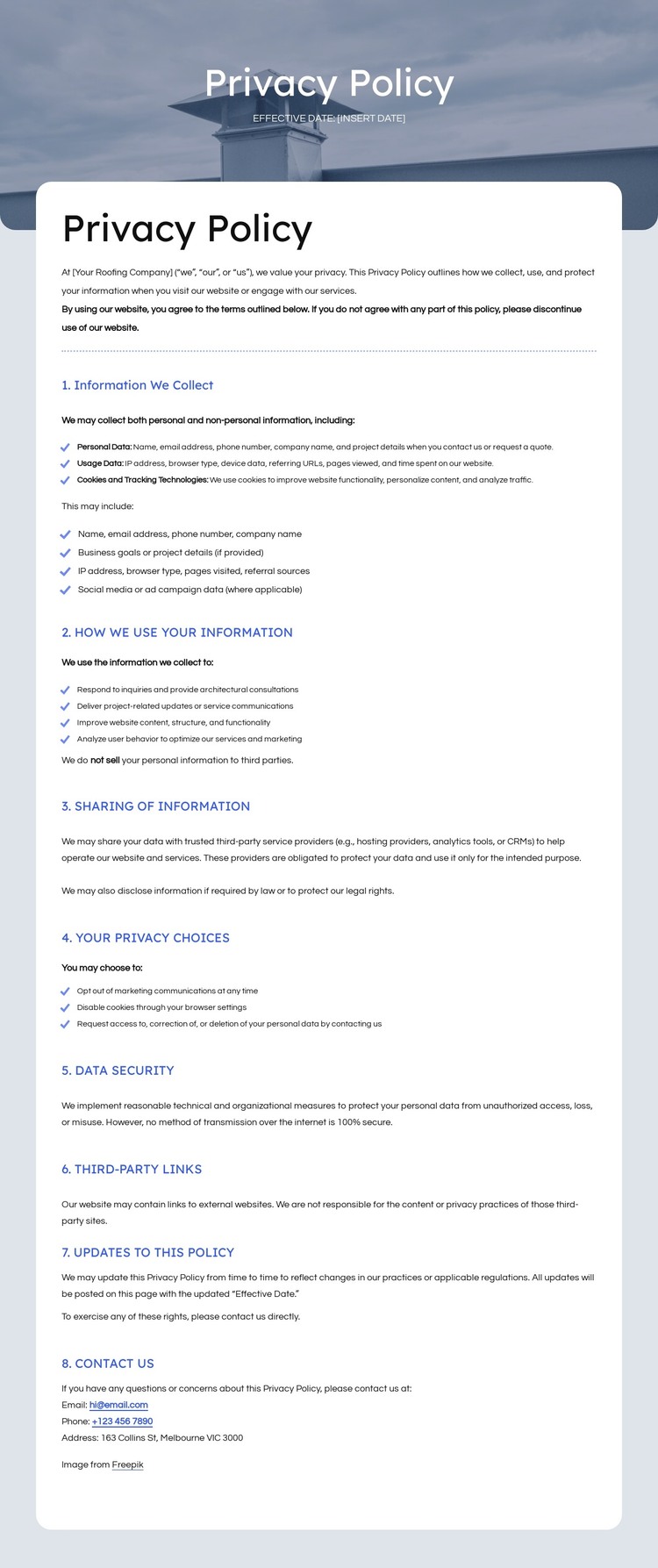 We respect your privacy HTML Template