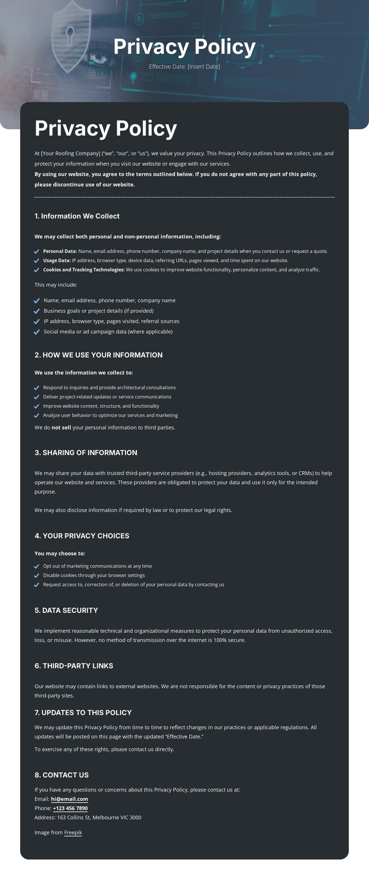 Confidentiality you can rely on HTML Template