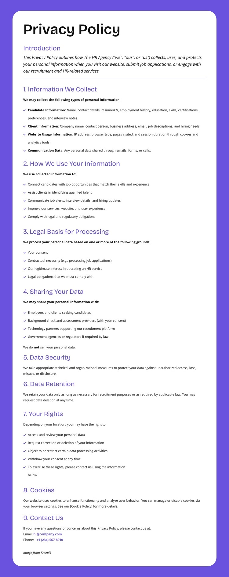 Enterprise-level privacy protection HTML Template