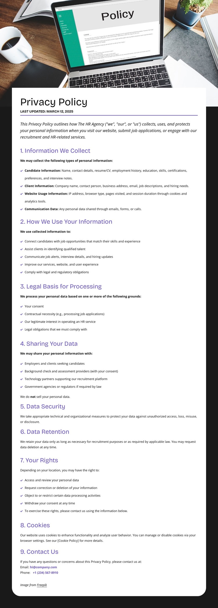 Your growth, your privacy HTML Template