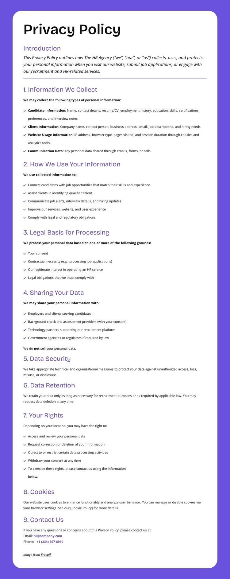 Enterprise-level privacy protection HTML5 Template