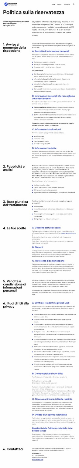 Politica sulla riservatezza Modelli