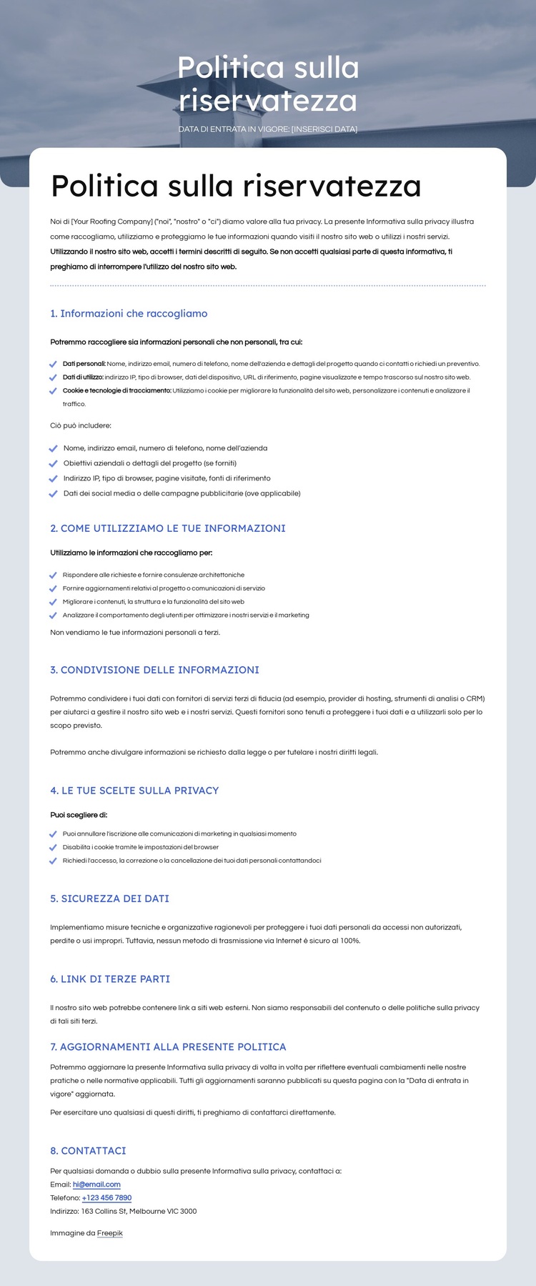 Rispettiamo la tua privacy Tema WordPress