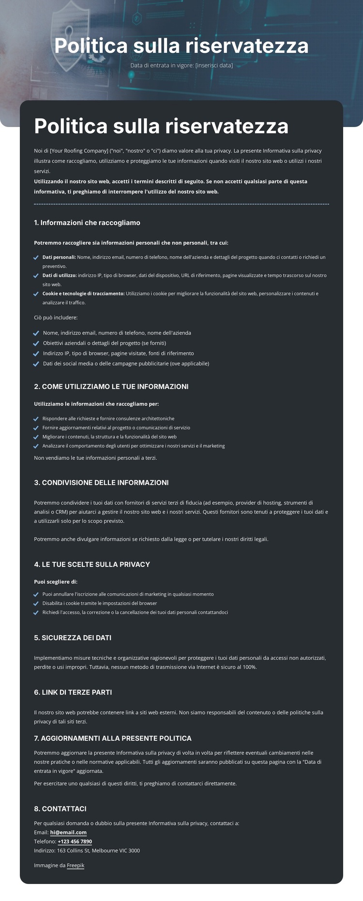 Riservatezza su cui puoi contare Tema WordPress