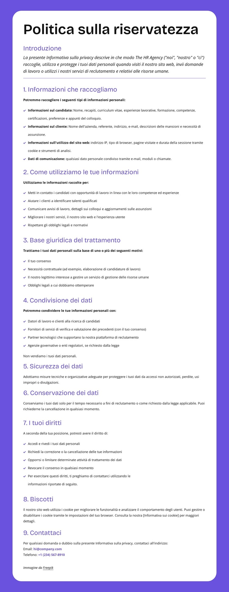 Protezione della privacy a livello aziendale Tema WordPress