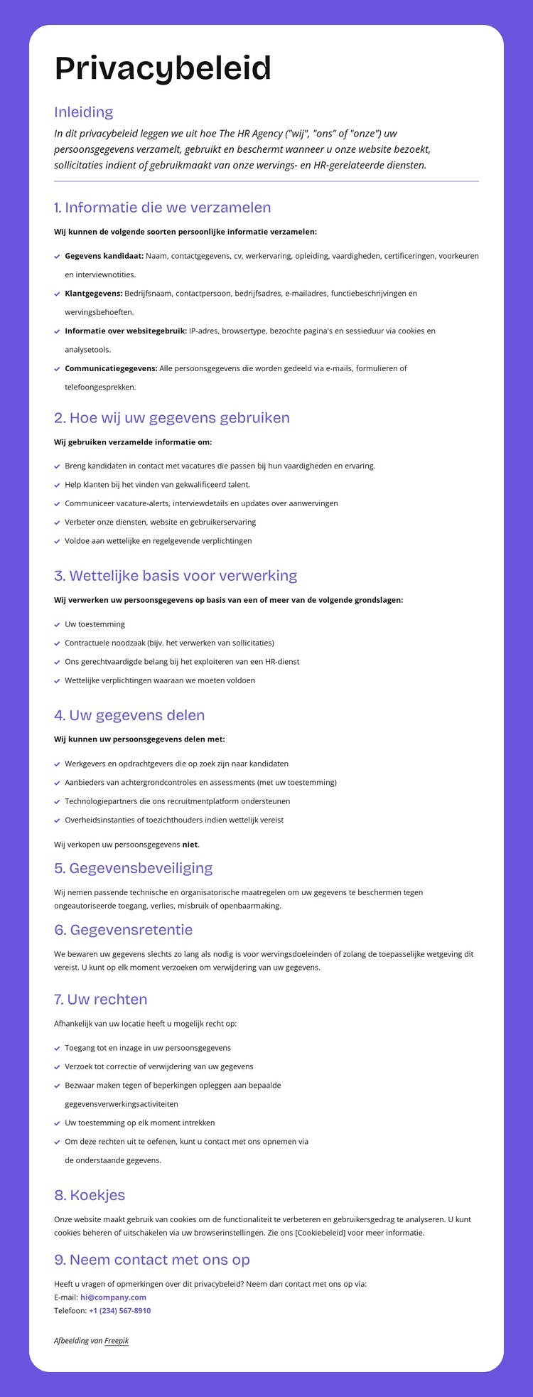 Privacybescherming op ondernemingsniveau CSS-sjabloon