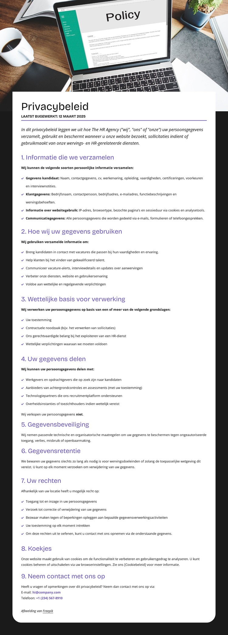 Uw groei, uw privacy CSS-sjabloon