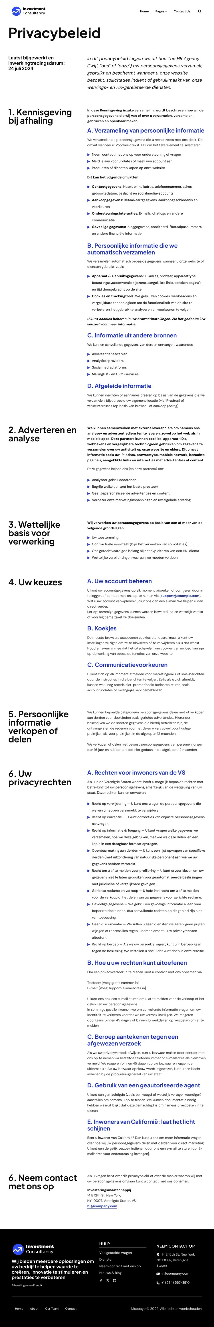 Privacybeleid HTML-sjabloon