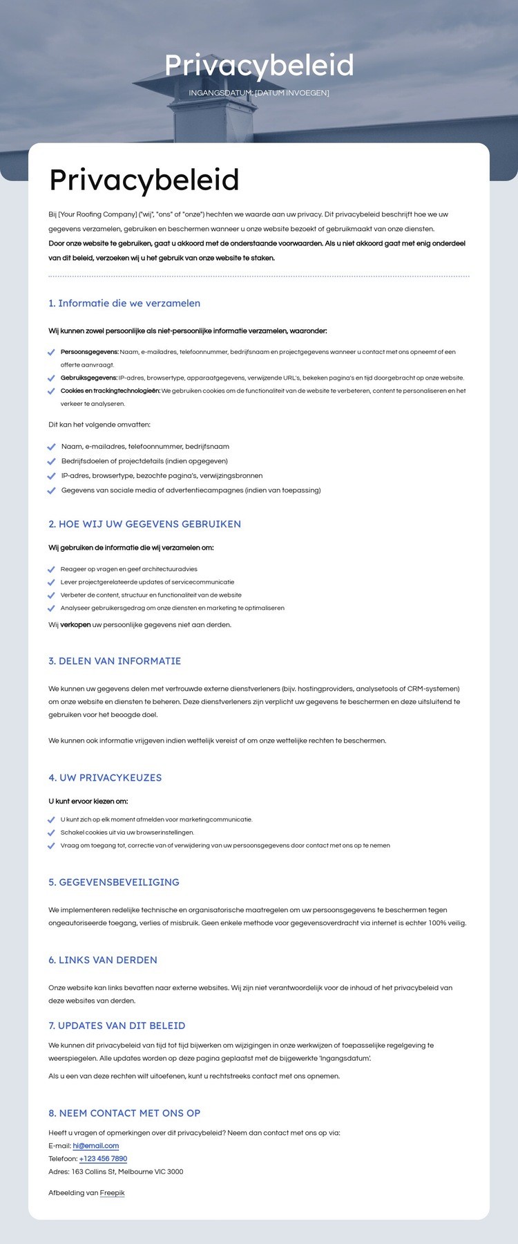 Wij respecteren uw privacy Sjabloon