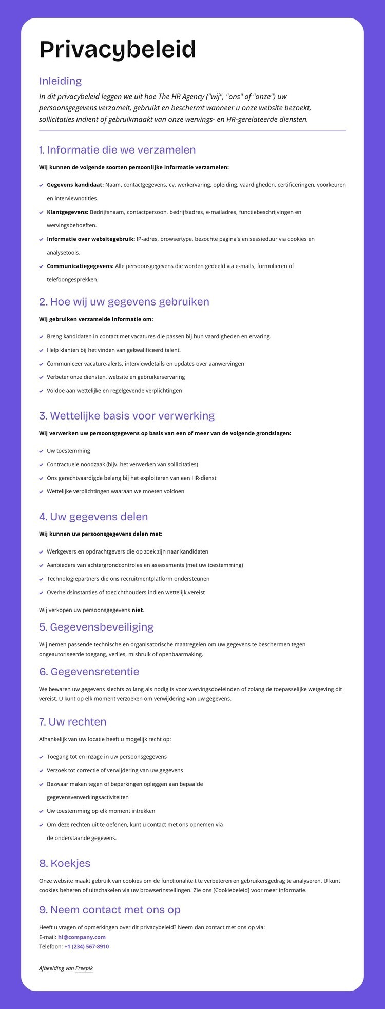 Privacybescherming op ondernemingsniveau Sjabloon