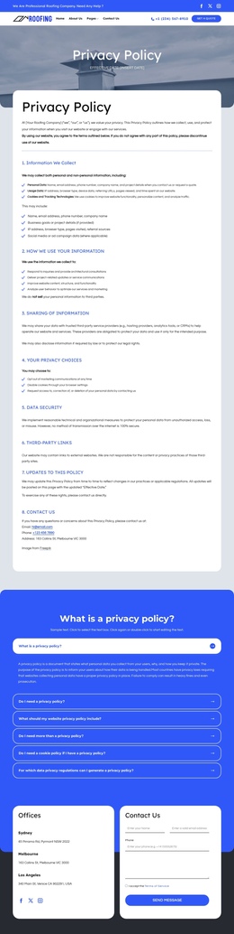 Our commitment to your privacy One Page Templates