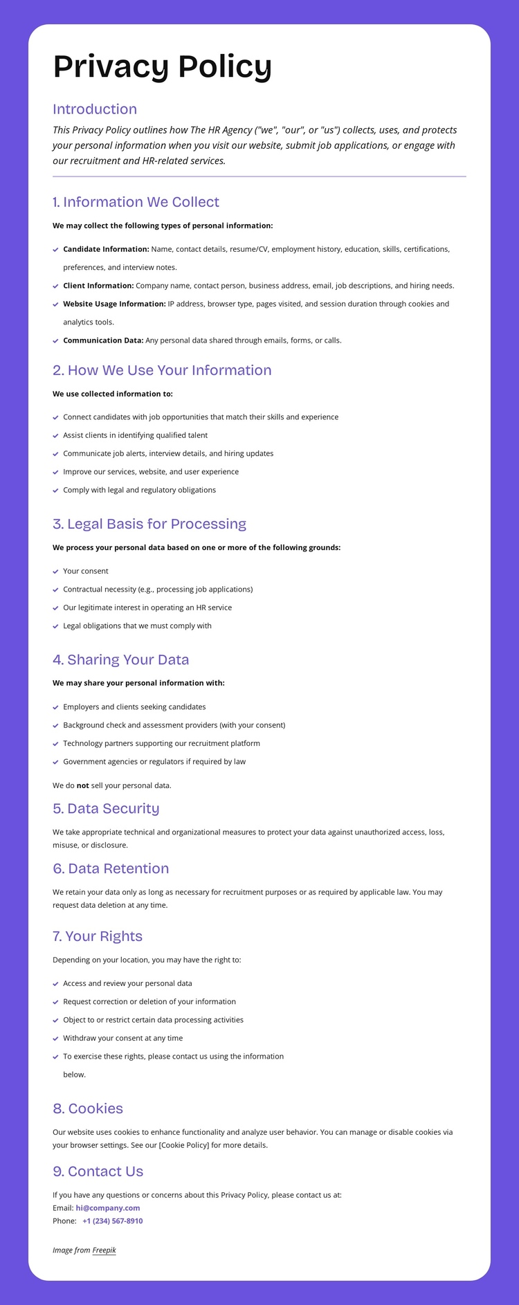 Enterprise-level privacy protection One Page Template