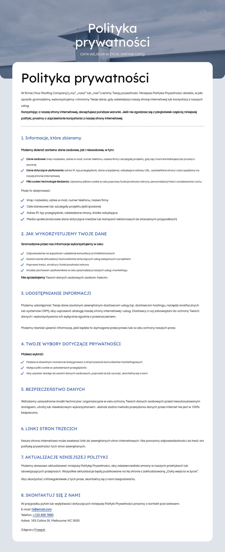 Szanujemy Twoją prywatność Motyw WordPress