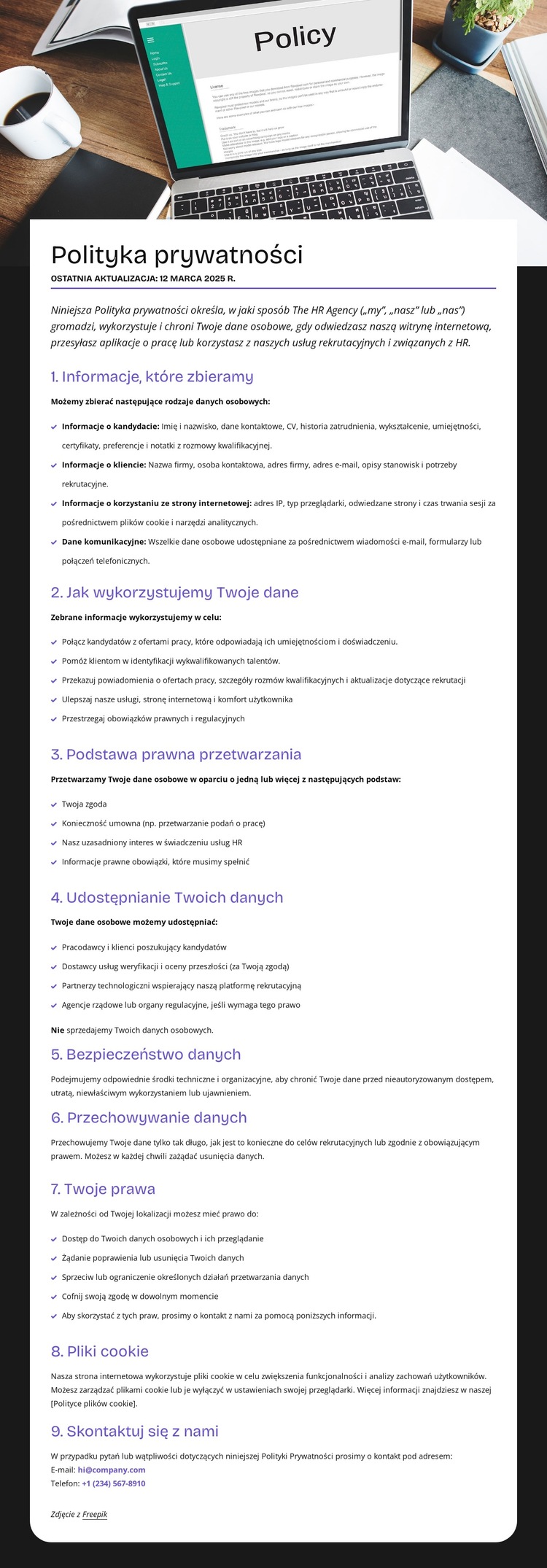 Twój rozwój, Twoja prywatność Szablon witryny sieci Web