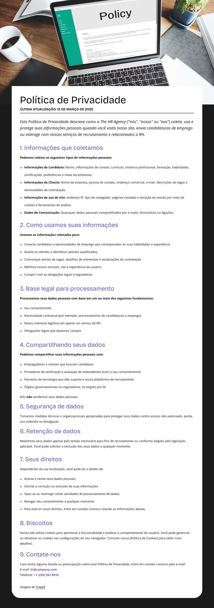 Seu crescimento, sua privacidade Template CSS