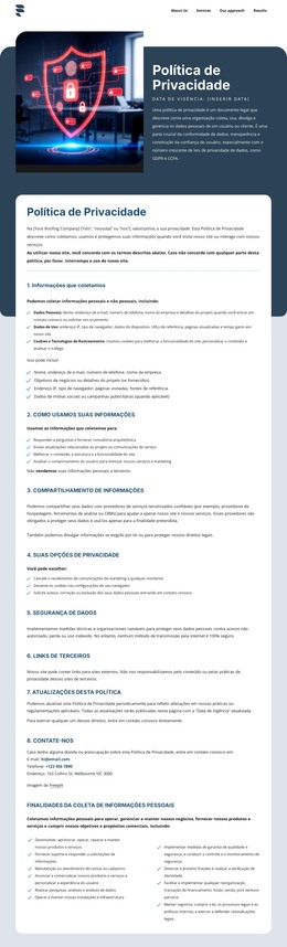 A privacidade é importante para nossos clientes Modelos HTML