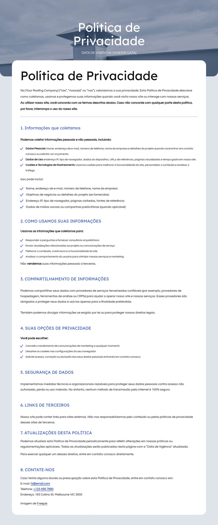 Nós respeitamos sua privacidade Modelo HTML