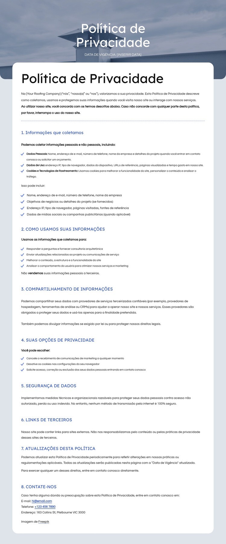 Nós respeitamos sua privacidade Modelo HTML5